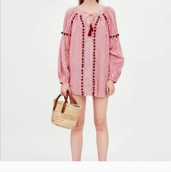 Zara Women Trf Collection Striped Tunic XS - Picture 1 of 14